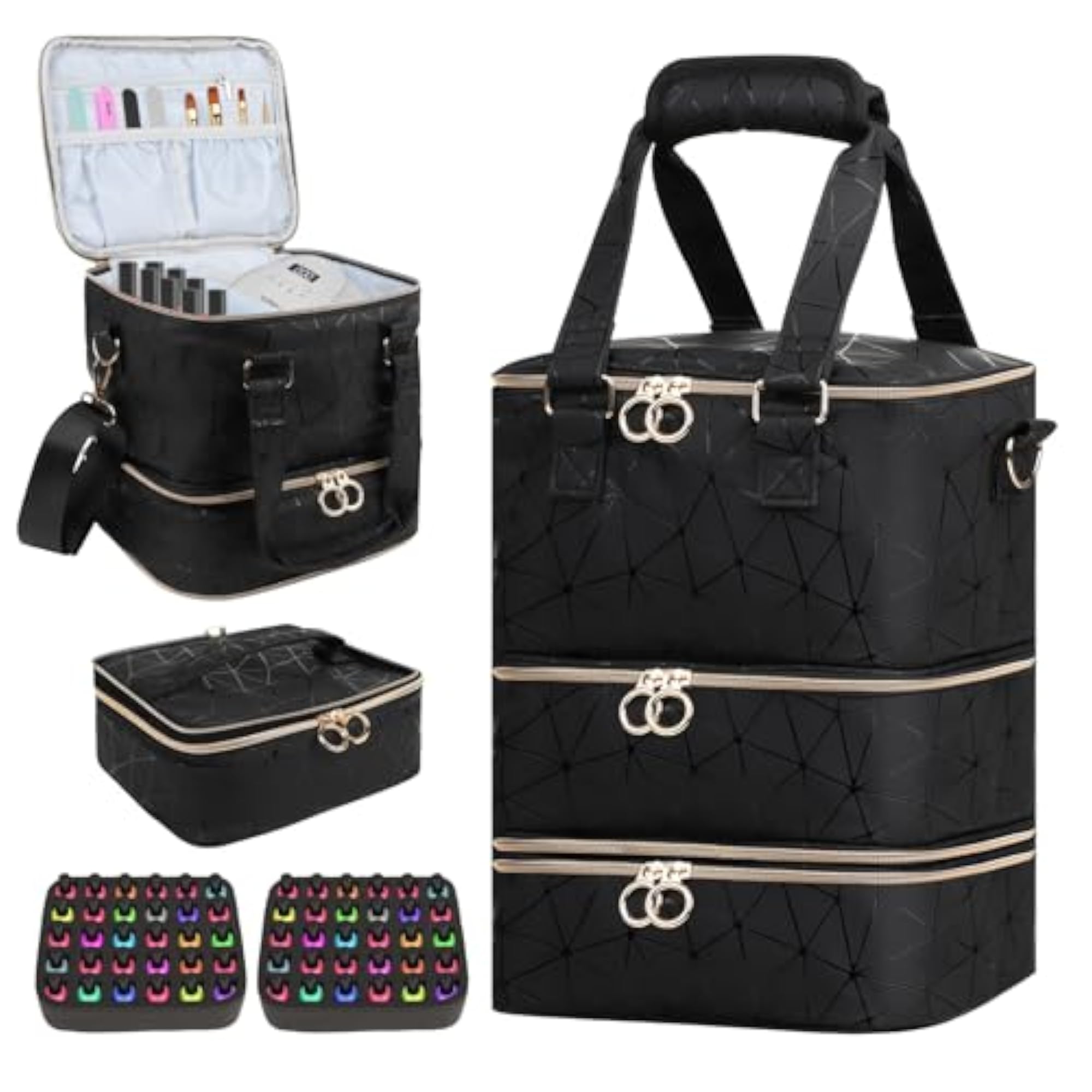 Nail Polish Organiser Case, 3 Layers for 60 Bottles